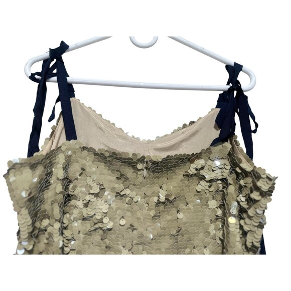 J.Crew Collection Desert Canyon Sequins Midi Dress 12 Gold Tie Shoulders Party - Picture 12 of 15